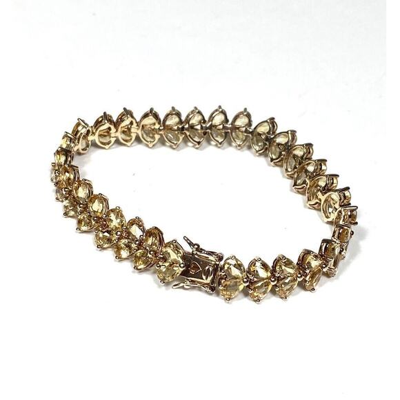 Ross Simons Bracelet 925 Sterling Silver 7” Citrine Tennis Gold Plated 19.24g